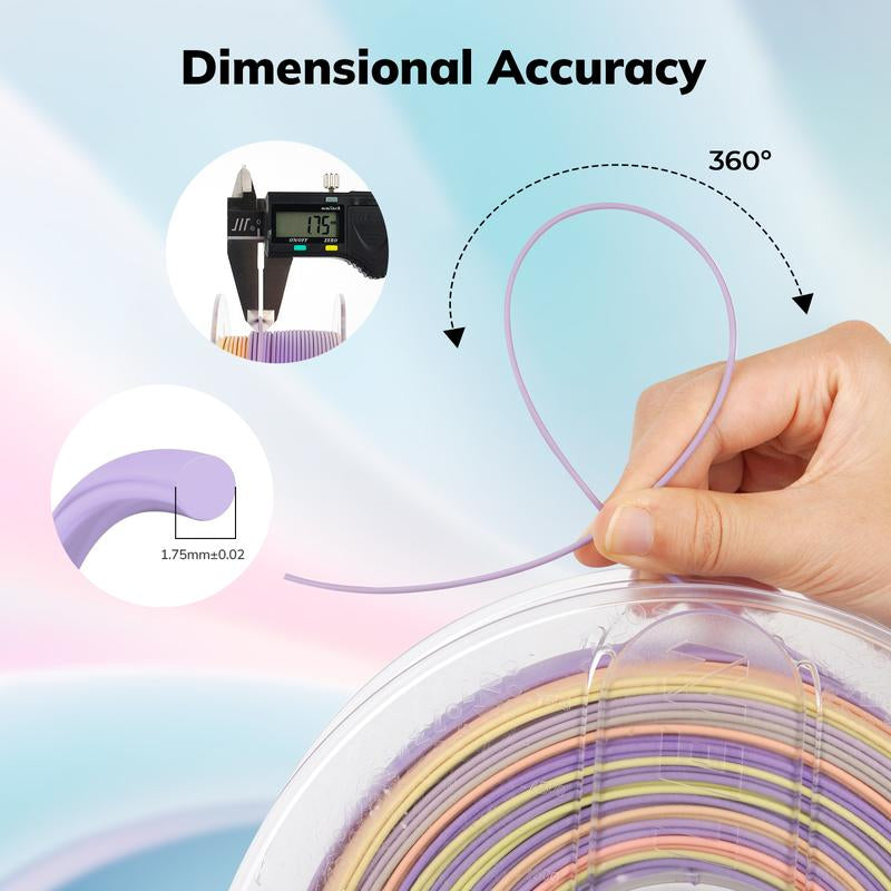 Amolen PLA Matte Rainbow Filament 1.75Mm, 1KG/2.2LB