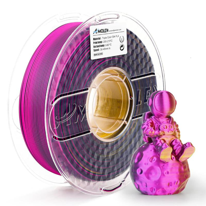 AMOLEN PLA Silk Triple Color 3D Printing Filament, 1.75Mm