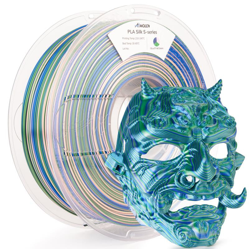 AMOLEN PLA Silk S-Series Shiny Multicolor Rainbow 3D Printer Filament, 1.75Mm