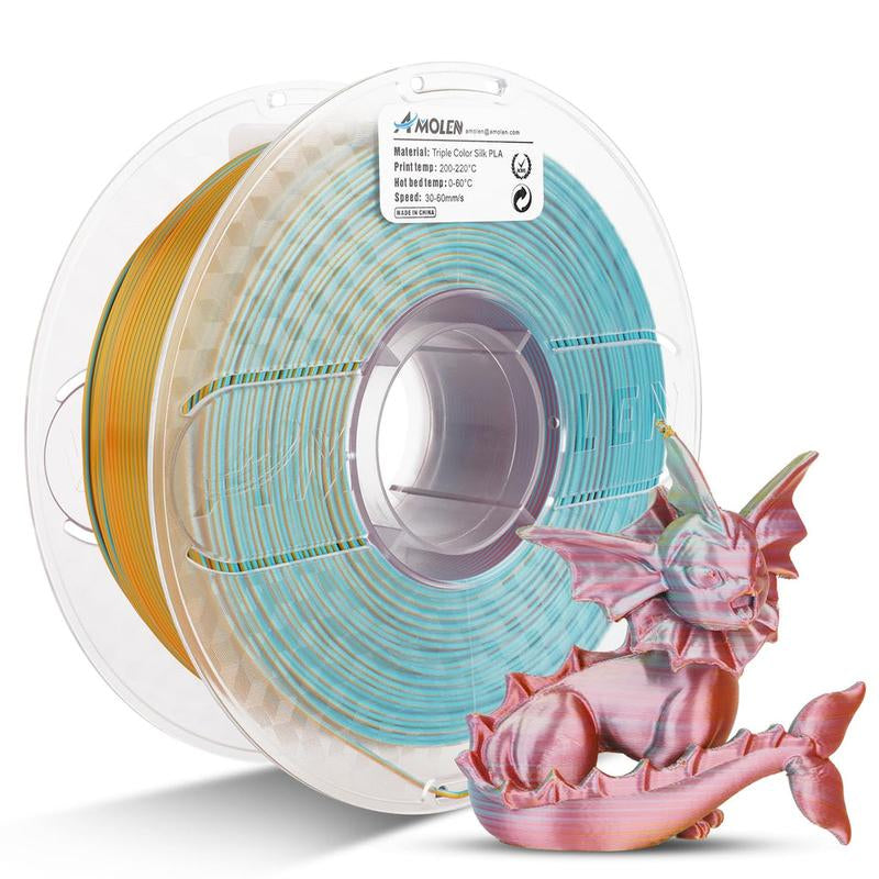 AMOLEN PLA Silk Triple Color 3D Printing Filament, 1.75Mm