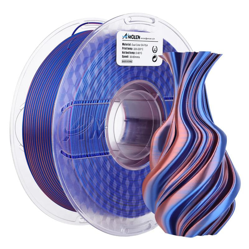 AMOLEN PLA Silk Dual Color 3D Printing Filament, 1.75Mm