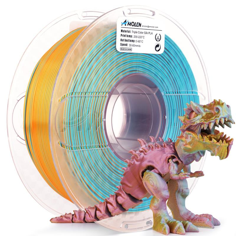 AMOLEN PLA Silk Triple Color 3D Printing Filament, 1.75Mm