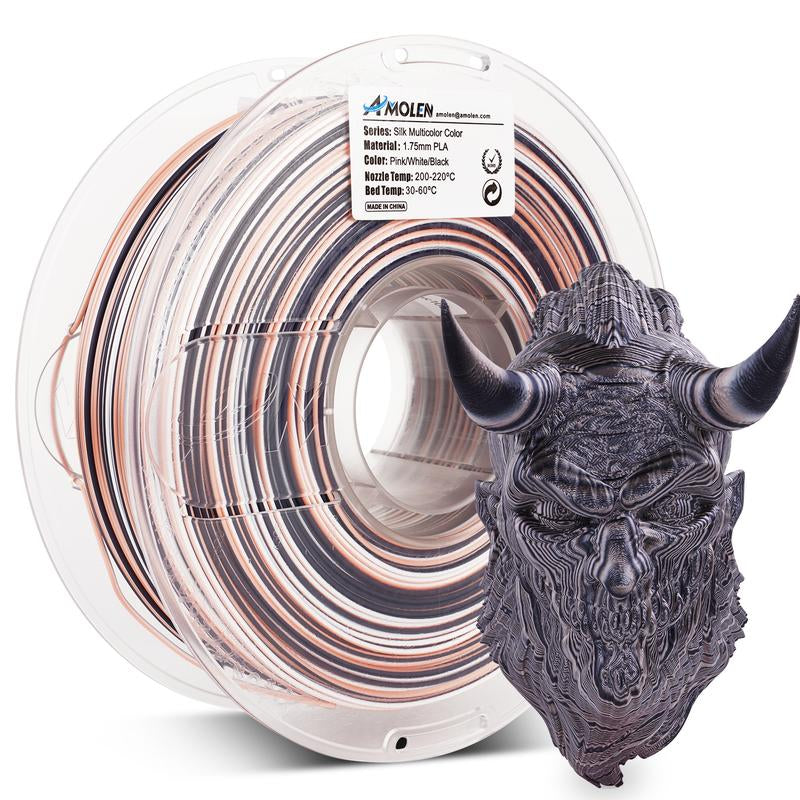 AMOLEN PLA Silk S-Series Shiny Multicolor Rainbow 3D Printer Filament, 1.75Mm
