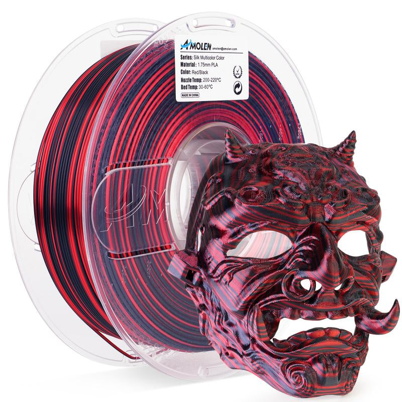 AMOLEN PLA Silk S-Series Shiny Multicolor Rainbow 3D Printer Filament, 1.75Mm