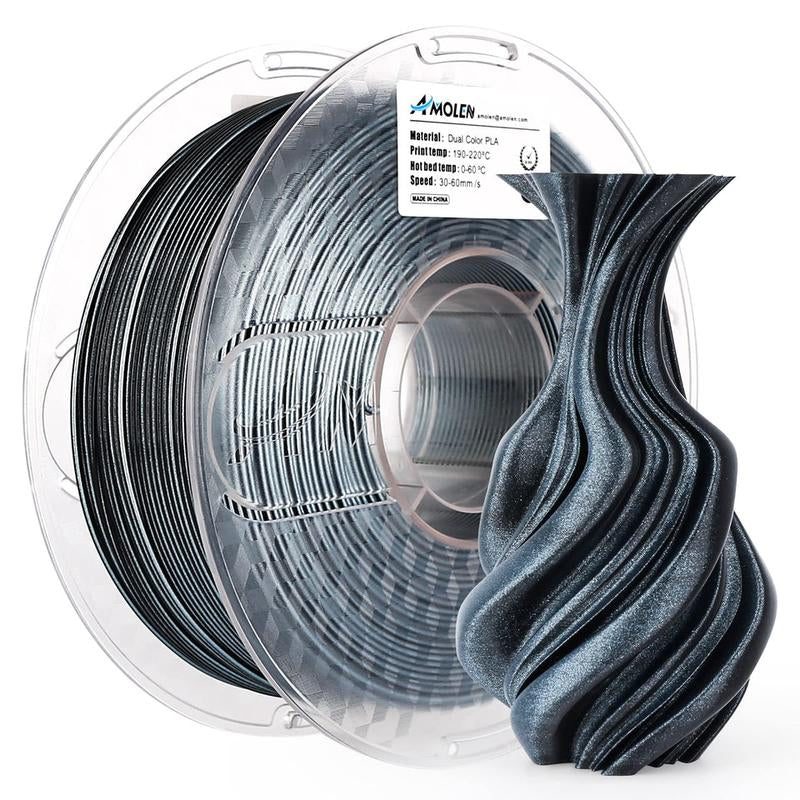 AMOLEN PLA Silk Dual Color 3D Printing Filament, 1.75Mm