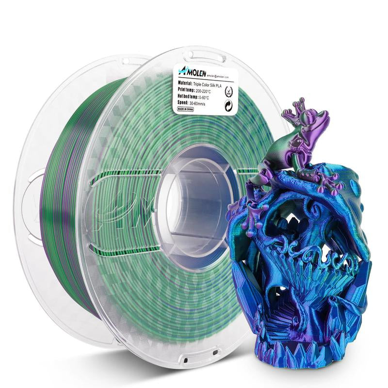 AMOLEN PLA Silk Triple Color 3D Printing Filament, 1.75Mm