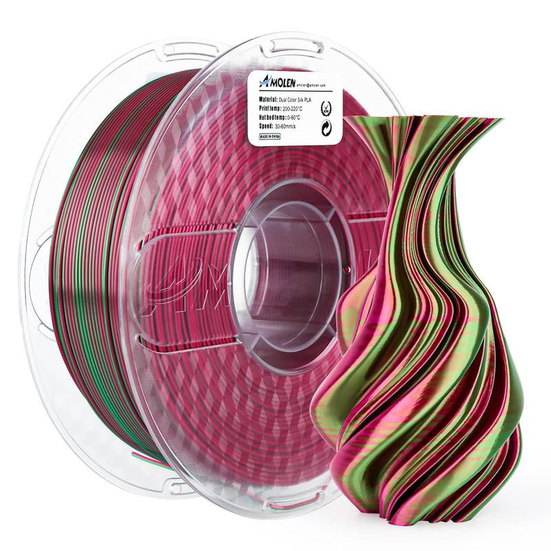 AMOLEN PLA Silk Dual Color 3D Printing Filament, 1.75Mm