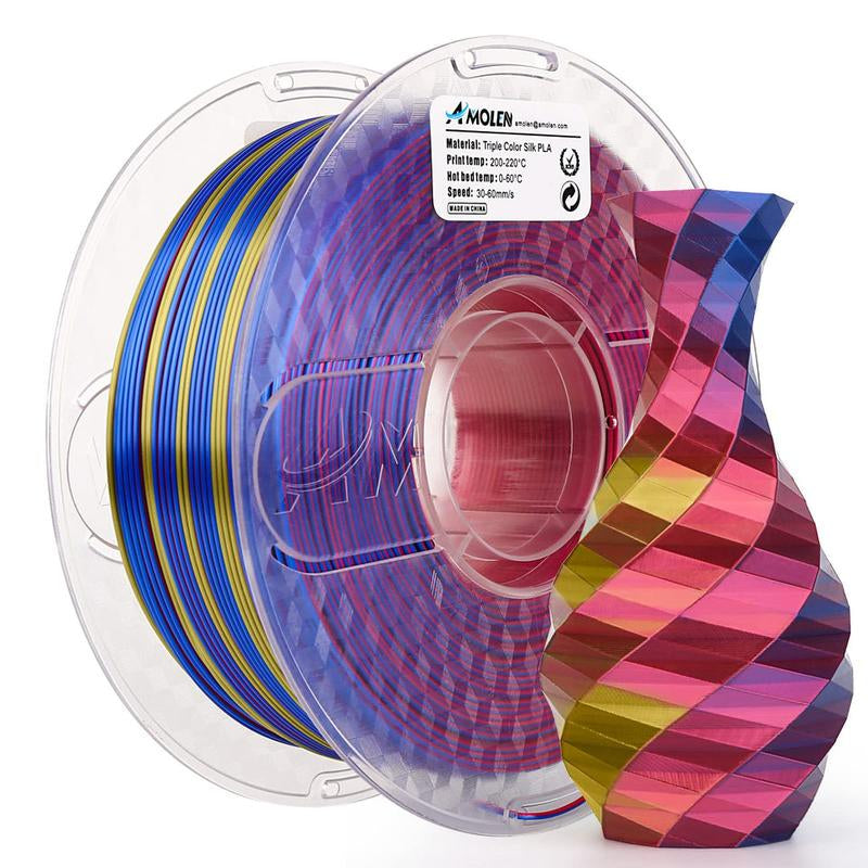 AMOLEN PLA Silk Triple Color 3D Printing Filament, 1.75Mm