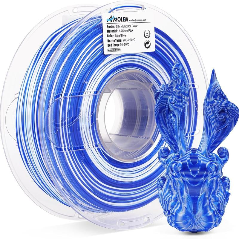 AMOLEN PLA Silk S-Series Shiny Multicolor Rainbow 3D Printer Filament, 1.75Mm