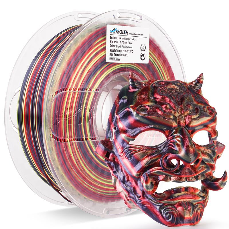 AMOLEN PLA Silk S-Series Shiny Multicolor Rainbow 3D Printer Filament, 1.75Mm