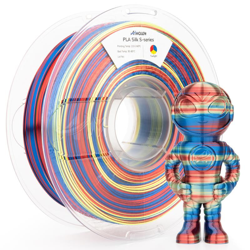 AMOLEN PLA Silk S-Series Shiny Multicolor Rainbow 3D Printer Filament, 1.75Mm