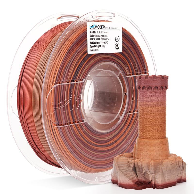 AMOLEN Marble Rock Series PLA 3D Printing Filaments, 1.75Mm, 1KG/2.2LB