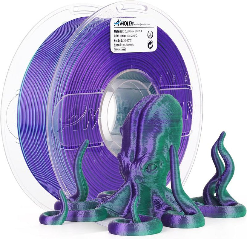 AMOLEN PLA Silk Dual Color 3D Printing Filament, 1.75Mm