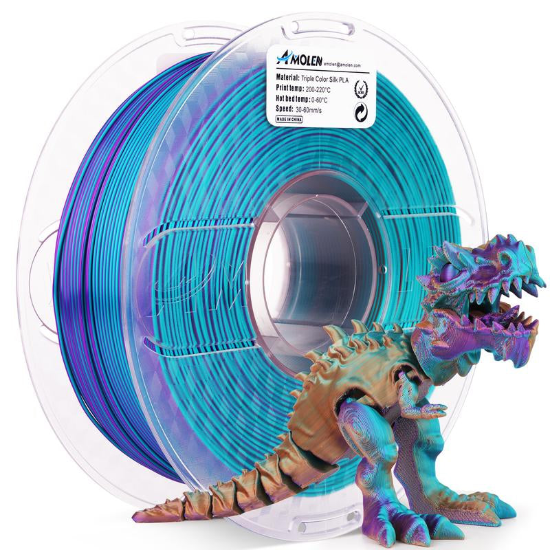 AMOLEN PLA Silk Triple Color 3D Printing Filament, 1.75Mm