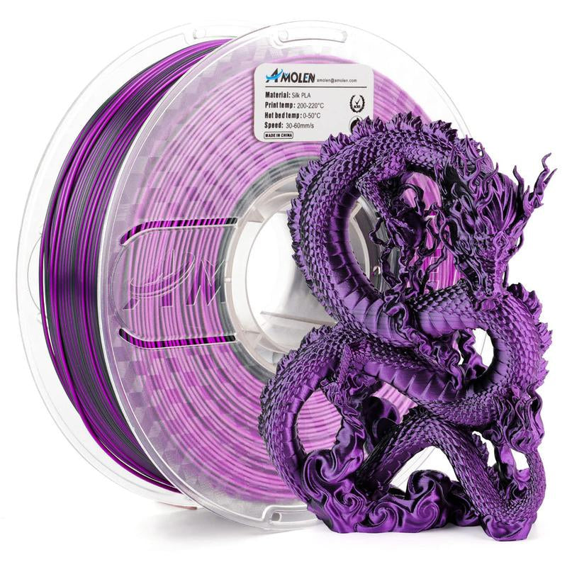 AMOLEN PLA Silk Dual Color 3D Printing Filament, 1.75Mm