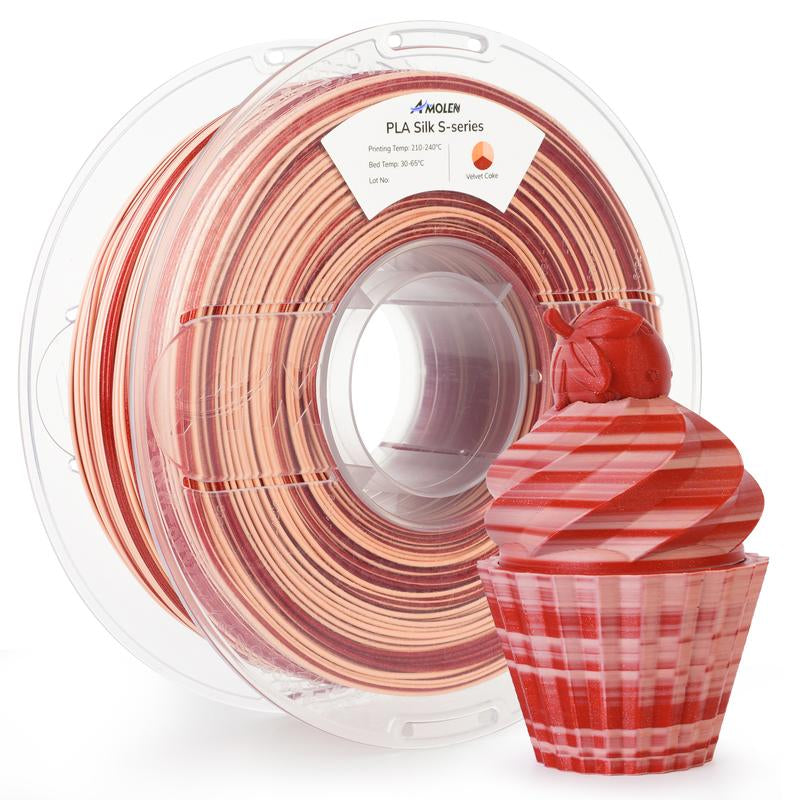 AMOLEN PLA Silk S-Series Shiny Multicolor Rainbow 3D Printer Filament, 1.75Mm