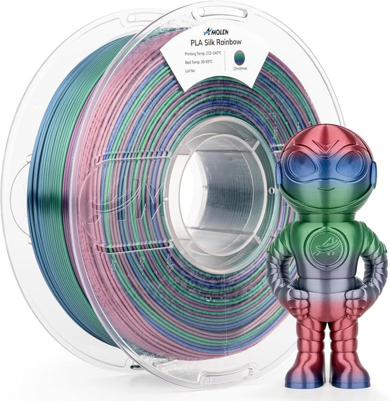 Amolen Silk Multicolor Rainbow PLA Filament, 1.75Mm