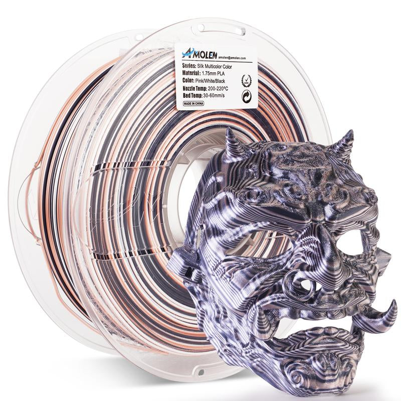 AMOLEN PLA Silk S-Series Shiny Multicolor Rainbow 3D Printer Filament, 1.75Mm