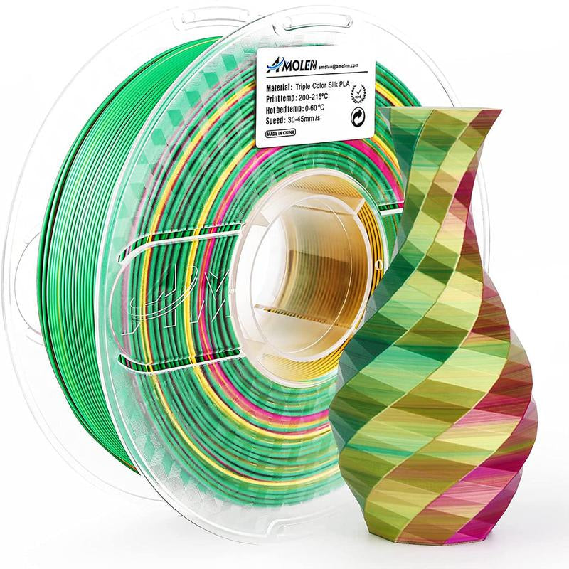 AMOLEN  PLA Silk Triple Color 3D Printing Filament, 1.75Mm
