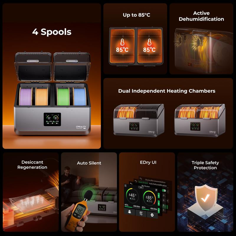 Creality Spacepi X4 Filament Dryer Box 4 Spool Dry Heat up to 85°C