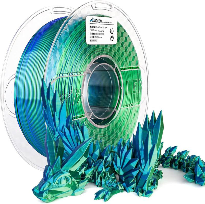 AMOLEN PLA Silk Dual Color 3D Printing Filament, 1.75Mm