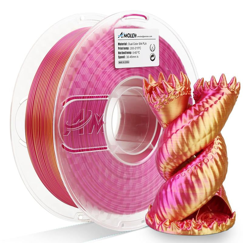 AMOLEN PLA Silk Dual Color 3D Printing Filament, 1.75Mm