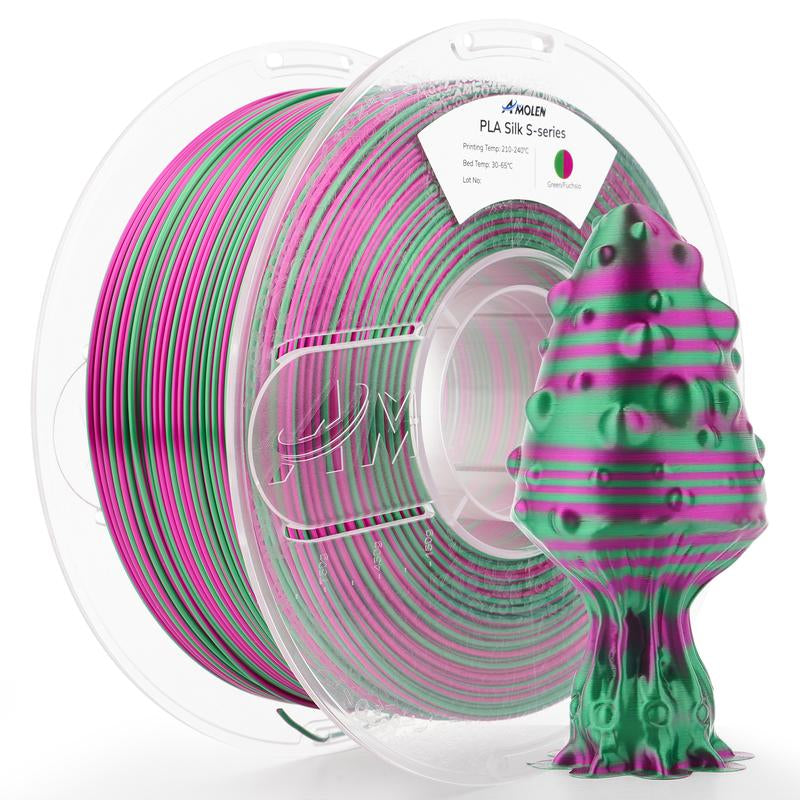 AMOLEN PLA Silk S-Series Shiny Multicolor Rainbow 3D Printer Filament, 1.75Mm