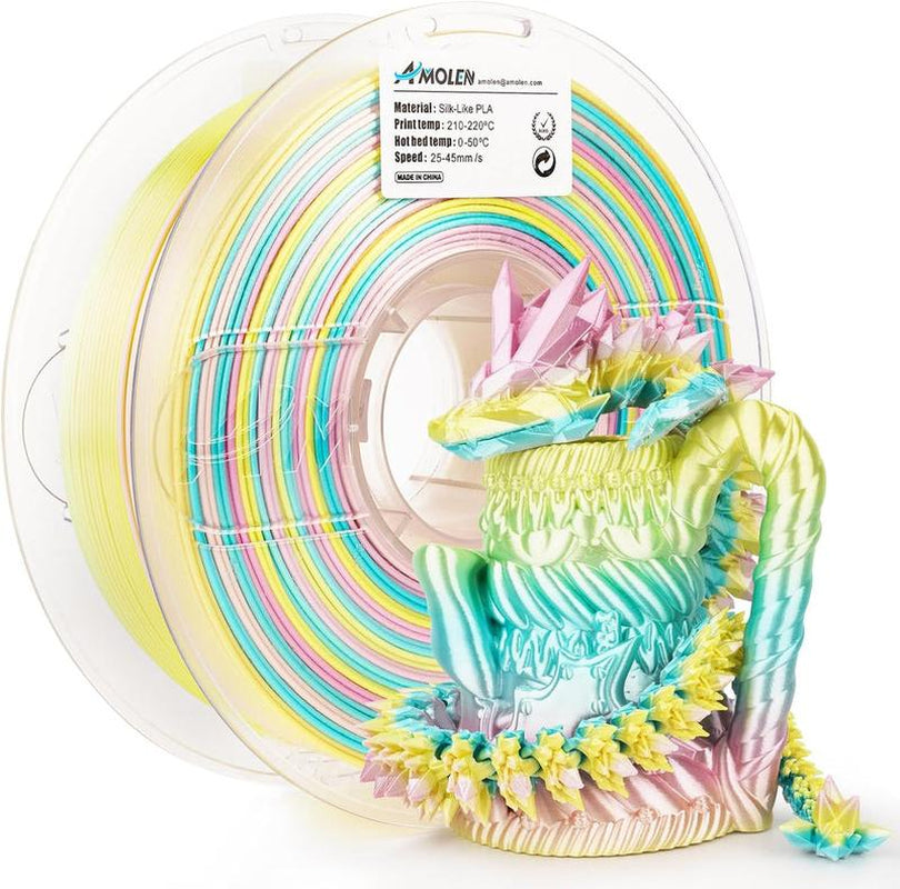 Amolen Silk Multicolor Rainbow PLA Filament, 1.75Mm