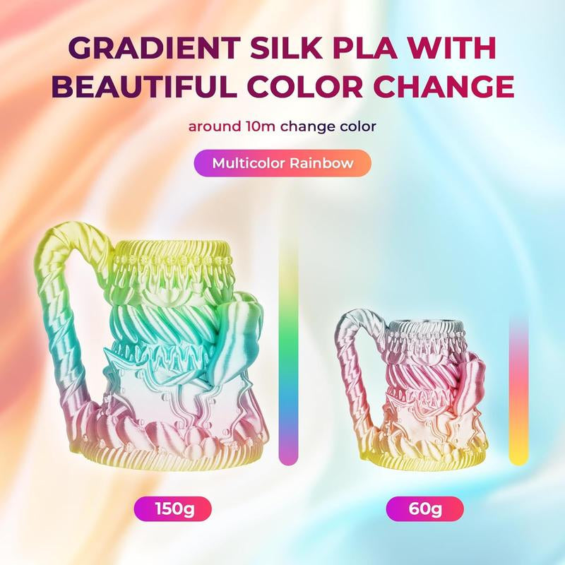 Amolen Silk Multicolor Rainbow PLA Filament, 1.75Mm