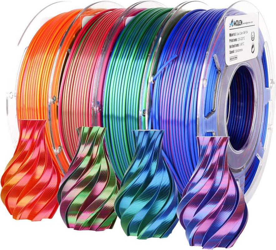 AMOLEN PLA Silk Dual Color 3D Printing Filament, 1.75Mm