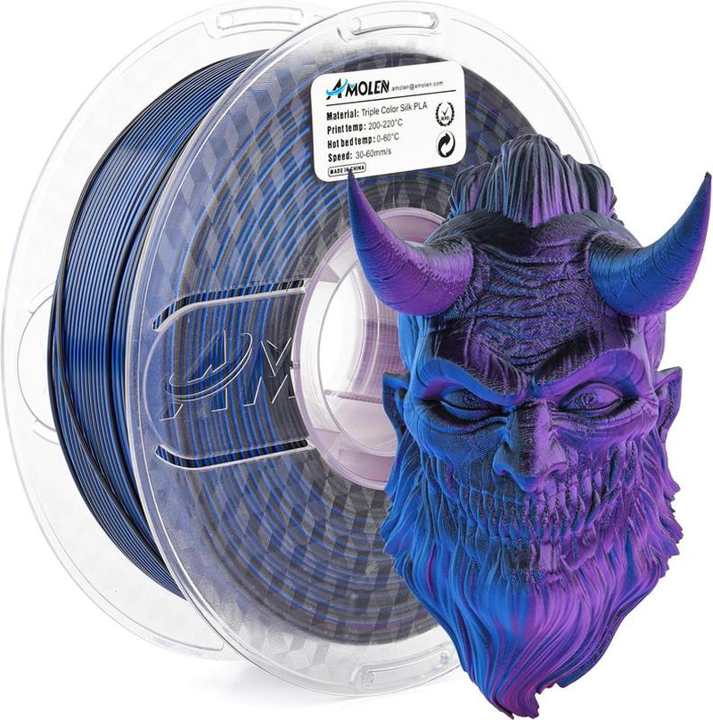 AMOLEN  PLA Silk Triple Color 3D Printing Filament, 1.75Mm