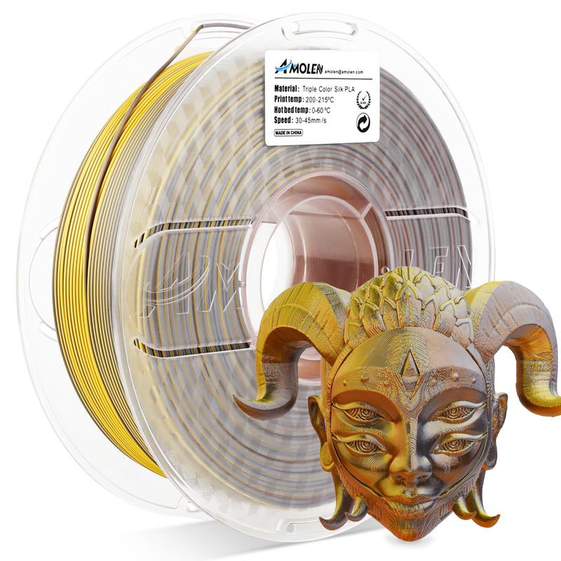 AMOLEN  PLA Silk Triple Color 3D Printing Filament, 1.75Mm
