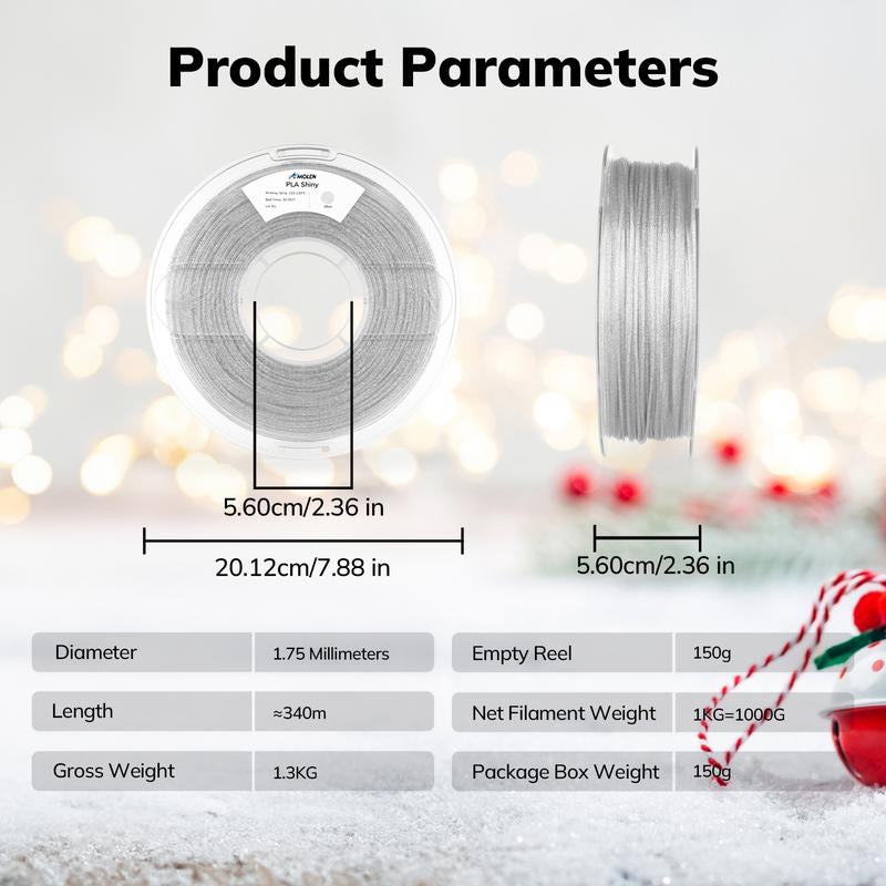 Amolen PLA Shiny Glitter Filament 1.75Mm, 1KG/2.2LB