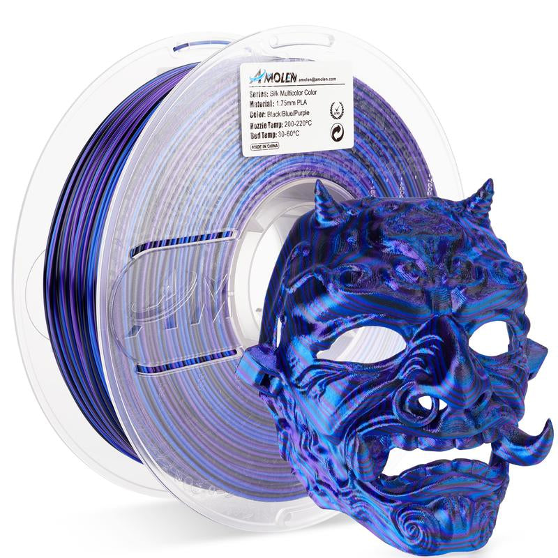 AMOLEN PLA Silk S-Series Shiny Multicolor Rainbow 3D Printer Filament, 1.75Mm