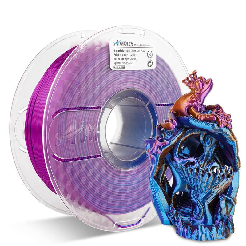 AMOLEN  PLA Silk Triple Color 3D Printing Filament, 1.75Mm