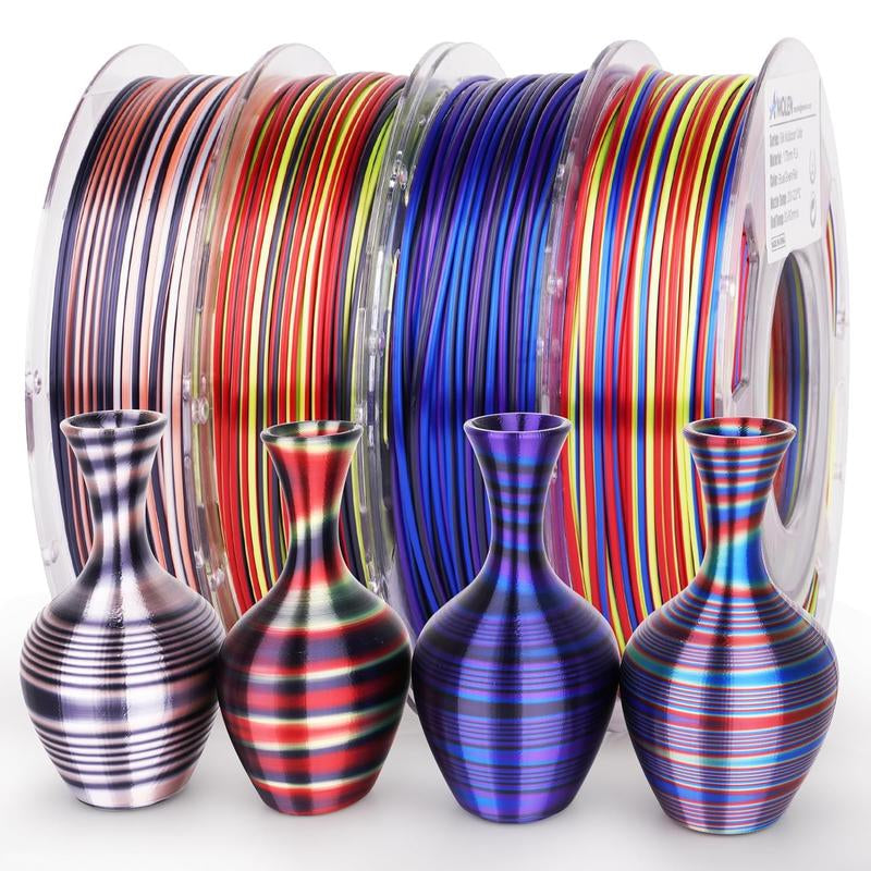 AMOLEN PLA Silk S-Series Shiny Multicolor Rainbow 3D Printer Filament, 1.75Mm