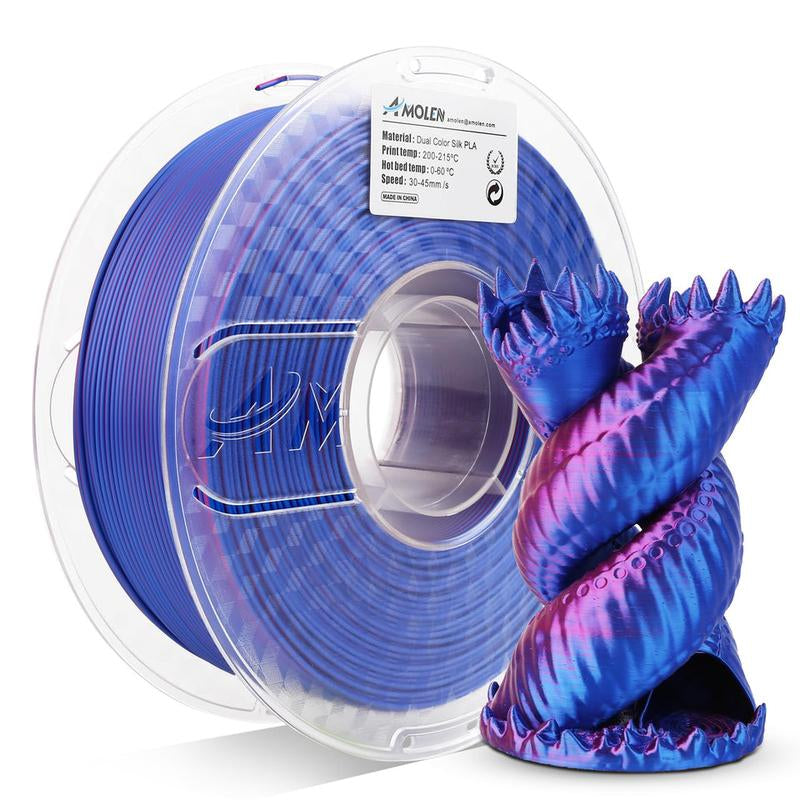 AMOLEN PLA Silk Dual Color 3D Printing Filament, 1.75Mm