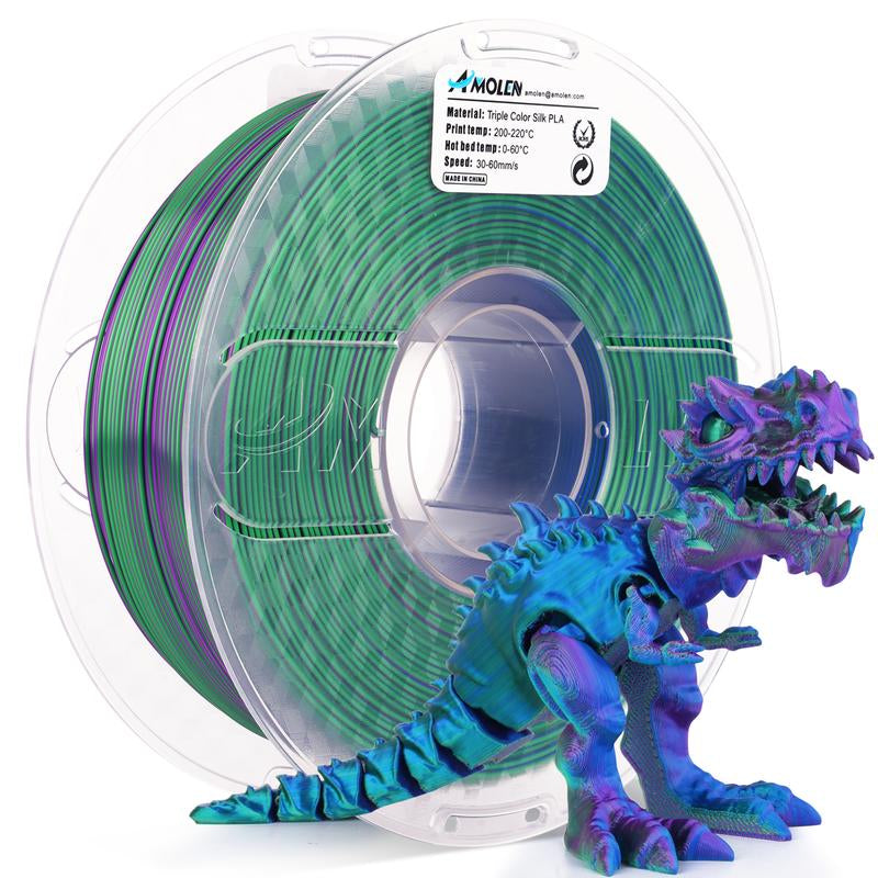 AMOLEN  PLA Silk Triple Color 3D Printing Filament, 1.75Mm