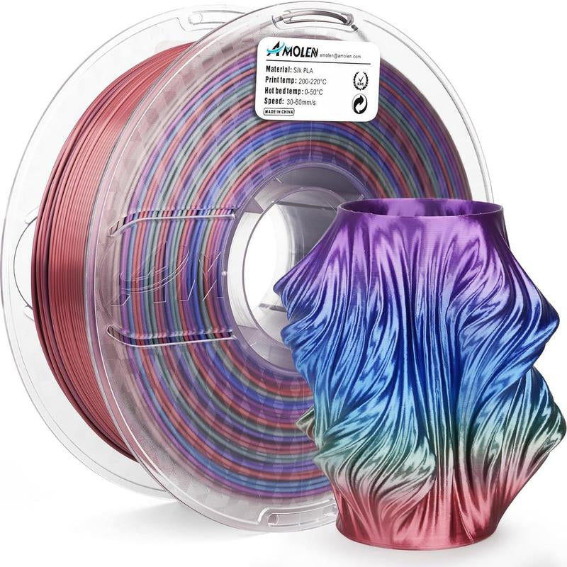 Amolen Silk Multicolor Rainbow PLA Filament, 1.75Mm