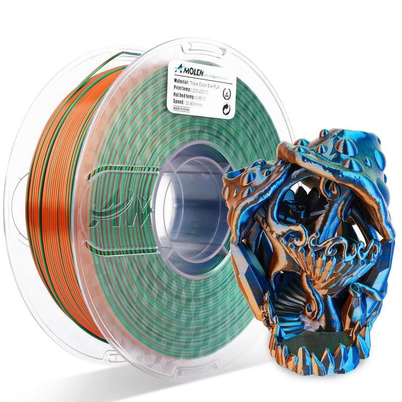 AMOLEN  PLA Silk Triple Color 3D Printing Filament, 1.75Mm