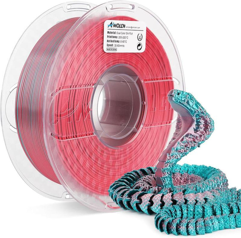 AMOLEN PLA Silk Dual Color 3D Printing Filament, 1.75Mm
