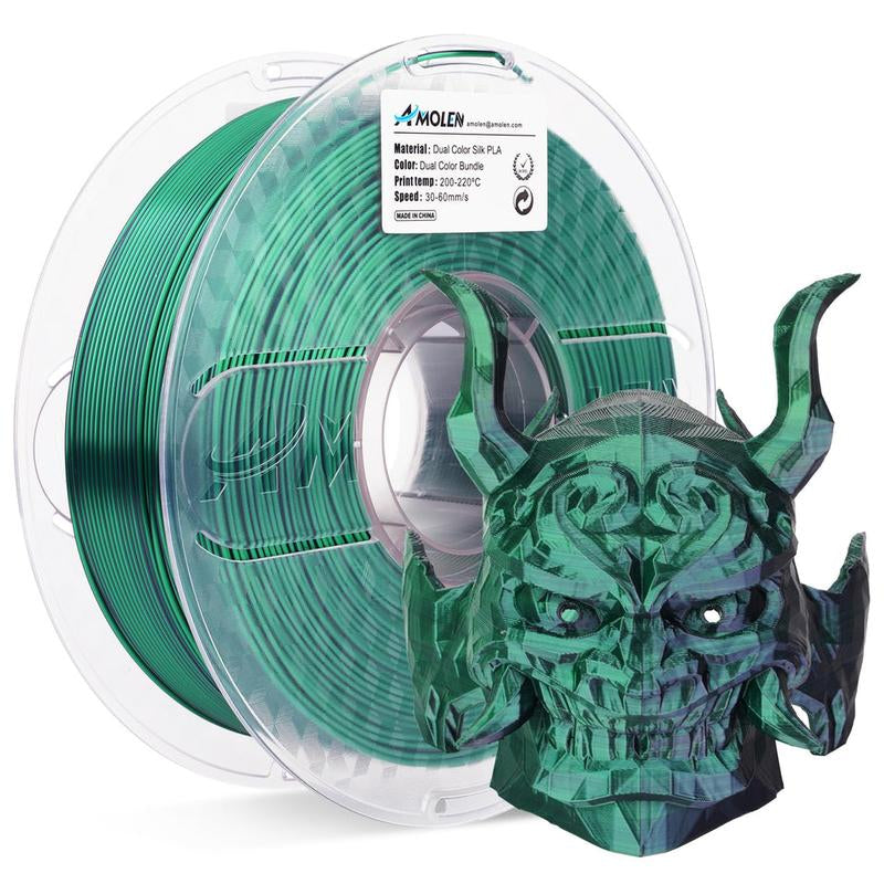 AMOLEN PLA Silk Dual Color 3D Printing Filament, 1.75Mm