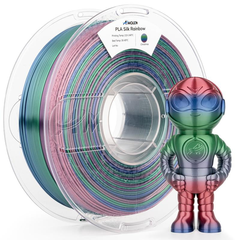 Amolen Silk Multicolor Rainbow PLA Filament, 1.75Mm