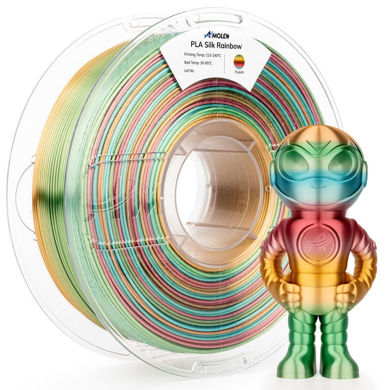 Amolen Silk Multicolor Rainbow PLA Filament, 1.75Mm