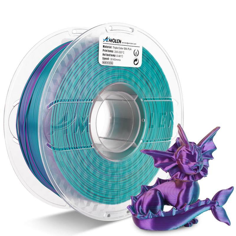 AMOLEN  PLA Silk Triple Color 3D Printing Filament, 1.75Mm