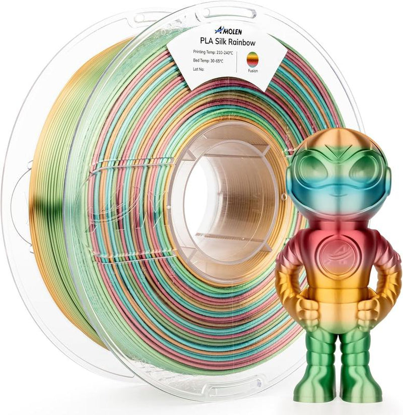 Amolen Silk Multicolor Rainbow PLA Filament, 1.75Mm