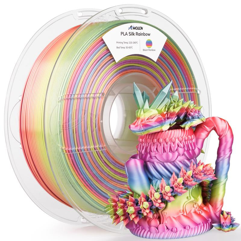Amolen Silk Multicolor Rainbow PLA Filament, 1.75Mm
