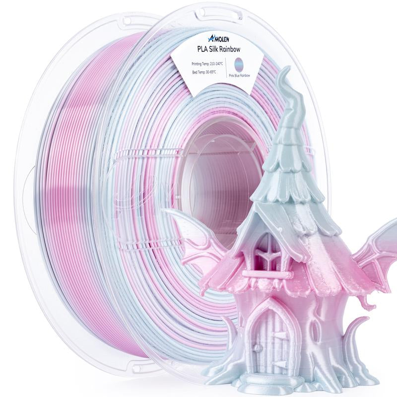 Amolen Silk Multicolor Rainbow PLA Filament, 1.75Mm