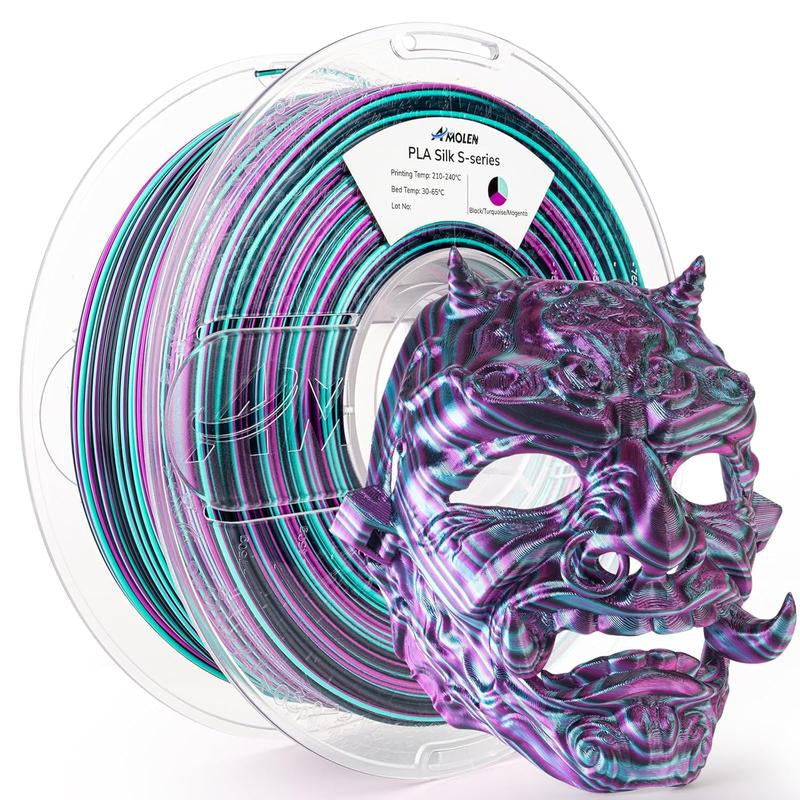 AMOLEN PLA Silk S-Series Shiny Multicolor Rainbow 3D Printer Filament, 1.75Mm