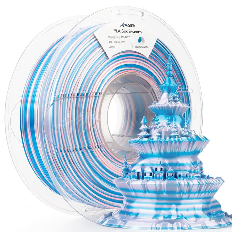 AMOLEN PLA Silk S-Series Shiny Multicolor Rainbow 3D Printer Filament, 1.75Mm